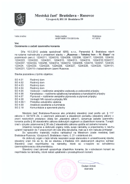 Oznámenie o začatí územného konania - Tehelný hon IV