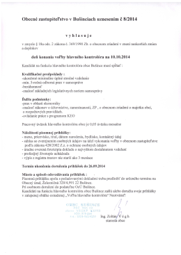 Obecné zastupiteľstvo V Bušinciach uznesením č 8/2014