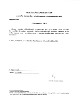 VYHLÁSENIE KANDIDATÚRY