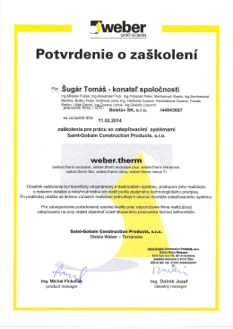WEBER Therm – Potvrdenie o zaškolení