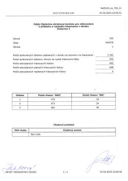 Opis zápisnice okrskovej komisie pre referendum