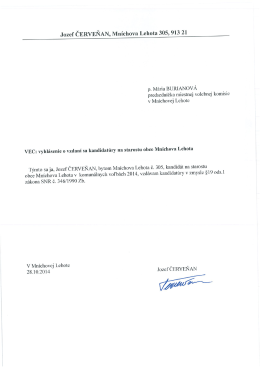 Jozef ČERVEŇAN, Muiahava Lehuta 305, 913 21