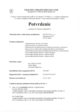 Potvrdenie - BELSTAV SK, sro