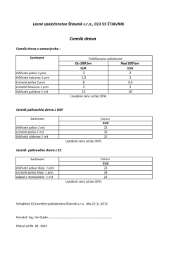 CENNÍK PALIVOVÉHO DREVA - Lesné spoločenstvo Štiavnik sro