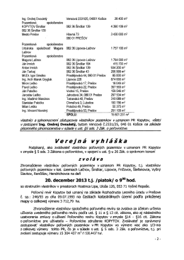 zvolanie zhromaždenia vlastníkov poľovných