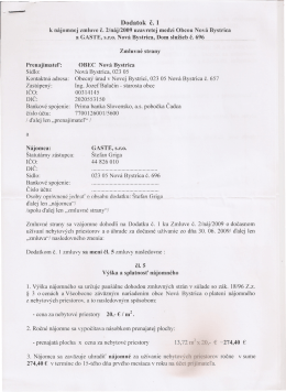 Dodatok č. l k n&aacute;jomnej zmluve č. 2fn&aacute;j12009