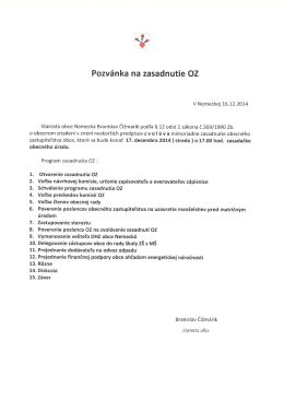 Pozv&aacute;nka na zasadnutie OZ 17.12.2014