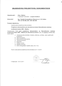 oBJEDN&Aacute;vKA PROJEKTOVEJ DoKuMENT&Aacute;cIE