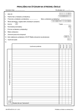 PRIHLASKA NA ŠTUDIUM NA STREDNEJ SKOLE