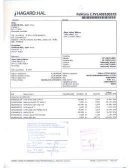 Fakt&uacute;ra za elektroin&scaron;talačn&yacute; materi&aacute;l