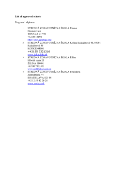 List of approved schools Program 1 diploma STREDNÁ