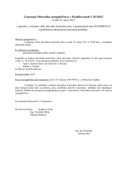 Uznesenie Obecného zastupiteľstva v Pozdišovciach č. 03/2013