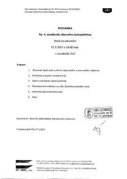 Pozv&aacute;nka na 4. zasadnutie OZ (31.03.2015)