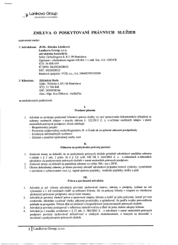 zMLUVA O POSKYTOVANÍ PRÁVNYCH sLUŽIEB