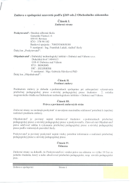 Zmluva o spolupraci DTI v Dubnici nad Vahom