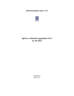 Správa o činnosti organizácie SAV za rok 2011
