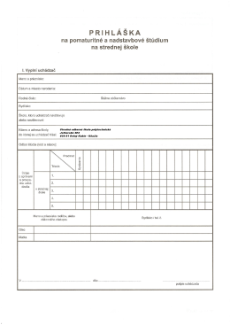 Prihláška do nadstavbového štúdia