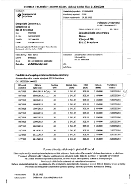 DOHODA O PLATBÁcH - RozPłs zÁLoH, daňový doklad čísla