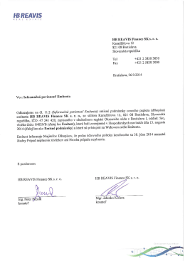 I-IB REAVIS Finance SK s. r. o. Karadžičova 12 821 08