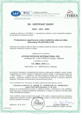 SK - CERTIFIKÁT ZHODY