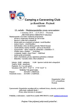 Camping a Caravaning Club za Koníčkom Pezinok