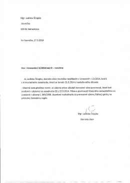 Zápisnica z 15.5. - vyjadrenie : nesúhlas