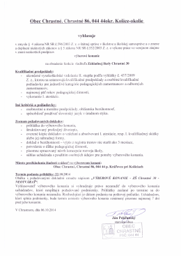 Obec Chrastn&eacute;. Chrastn&eacute; 86. 044 44okr. Ko&scaron;ice