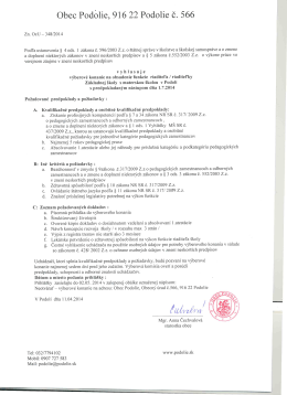 Obec Pod&oacute;lia, 916 22 Podolie č. 566