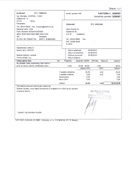 1 z 1 Dodávateľ ICO: 17865743 Ing. Stanislav KUPČÁK