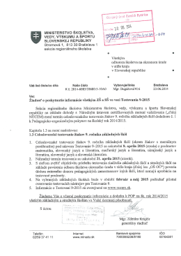 Zmena termínu testovania 9