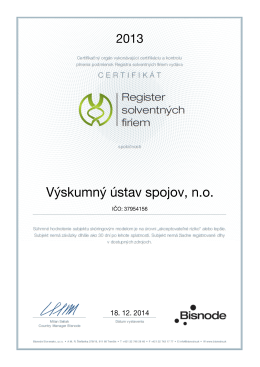 2013 - V&yacute;skumn&yacute; &uacute;stav spojov, no