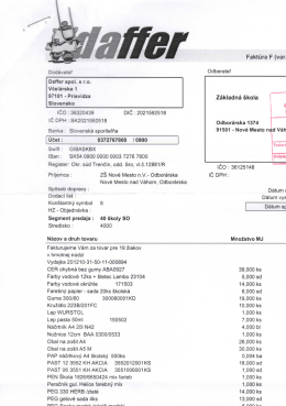 Dod&aacute;vateľ Daffer spol. s r.o. Včel&aacute;rska 1 97101