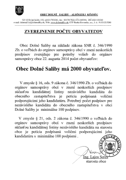 zVEREJNENIE POČTU oBYVATEĽov