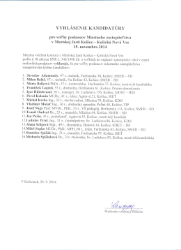 vYHL&Aacute;sENIE KANDIDAT&Uacute;RY