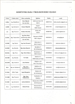 RODIČOVSKÁ RADA V ŠKOLSKOM ROKU 2014/2015