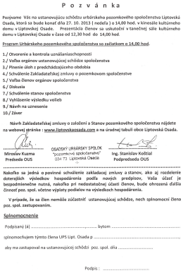 Pozvánka - Obec Liptovská Osada