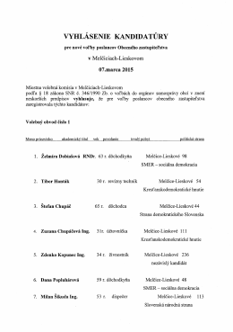 vYHLÁSENIE KANDIDATÚRY - Obec Melčice