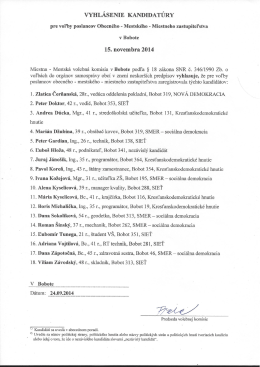Vyhlásenie kandidatúry pre voľby poslancov Obecného