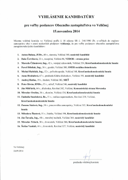 VYHLÁSENIE KANDIDATÚRY