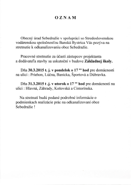 Pozvánka na budúcotýždňové stretnutia k