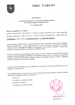 Oznámenie o určení počtu počtu poslancov a o