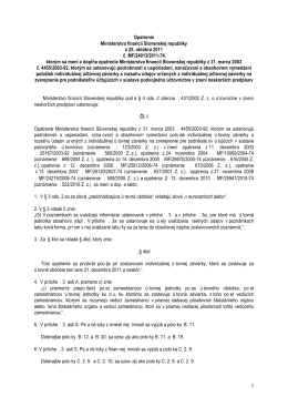 1 Opatrenie Ministerstva financií Slovenskej republiky z 25. októbra