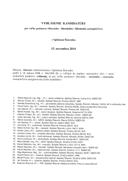 vyhlásenie kandidatúry pre voľby poslancov