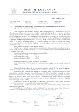 OBEC MILOSLAVOV okres seuec, PSČ: 900 42, Tel/Fax: 02/45 987