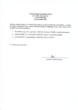 vYHLÁSENIE KANDIDATÚRY - oficiálna stránka obce Veľký Ďur