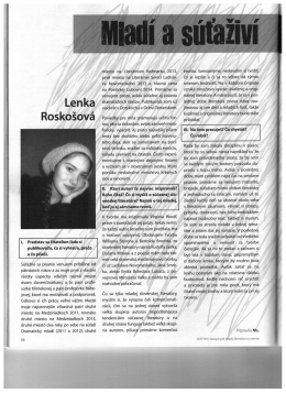 Lenka Rosko&scaron;ov&aacute; v časopise pre mlad&uacute; literat&uacute;ru a umenie Dotyky