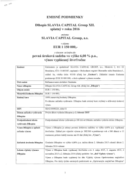 Dlhopis sLAvIA CAPITAL Group XII.