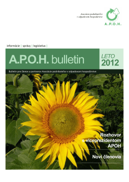 A.P.O.H. bulletin - Asociácia podnikateľov v odpadovom hospodárstve