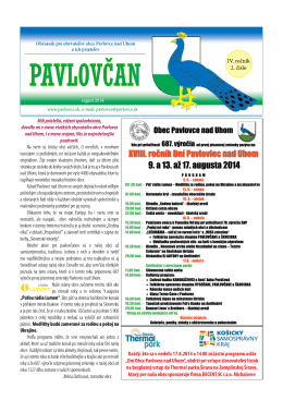 IV. ročník 2. číslo Každý, kto sa v nedeľu 17.8.2014 o 14 00 zúčastní