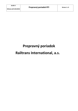 Prepravný poriadok Railtrans International, a.s.